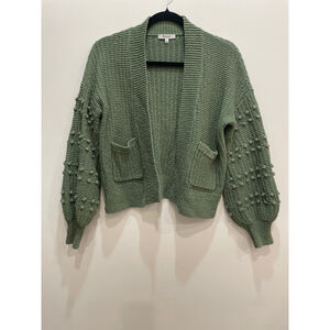 Madewell Green Bobble Knit Open Cardigan Sweater XS Boho Relaxed Indie Cottage